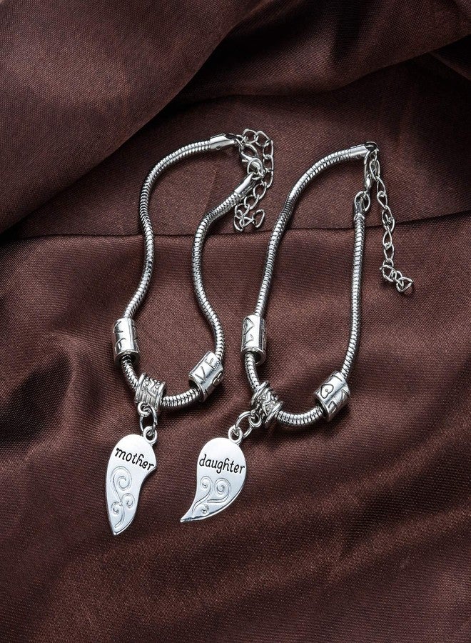 YEEQIN 2PCs Matching Heart Mother Daughter Bracelets Mother Daughter Jewelry Set Gift for Mom or Daughter - Image 4