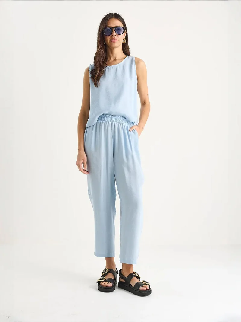 Bianco Lucci LUCCI Sleeveless Crew Neck Tunic and Wide Leg Pants Set