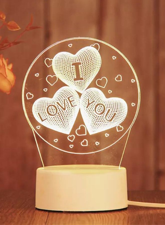 Fatio 3 Hearts I Love You 3D LED Acrylic Night Light | Romantic USB & Battery Powered Table Lamp | 20 x 20 x 11 cm - Image 1