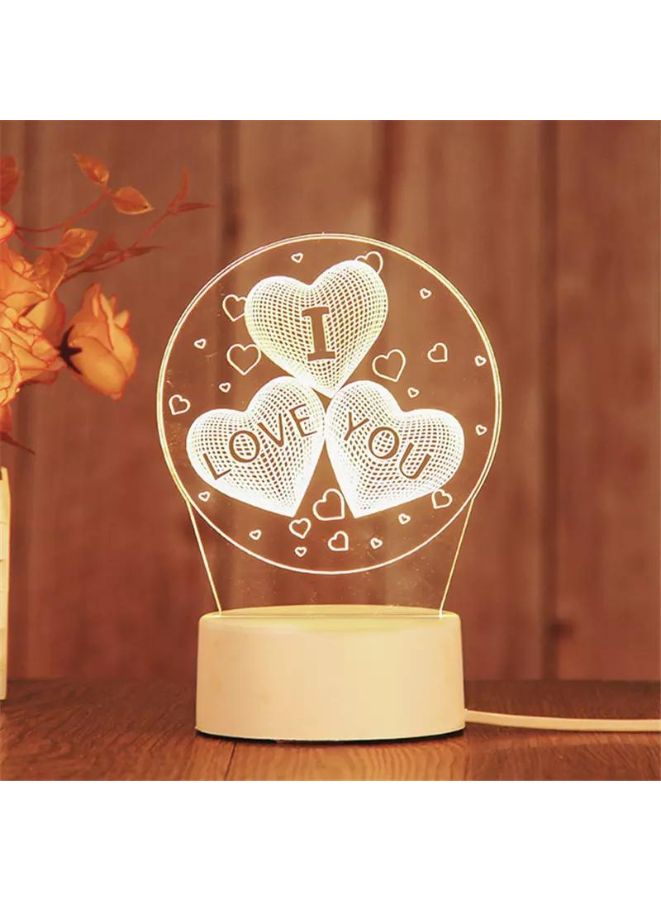 Fatio 3 Hearts I Love You 3D LED Acrylic Night Light | Romantic USB & Battery Powered Table Lamp | 20 x 20 x 11 cm - Image 2