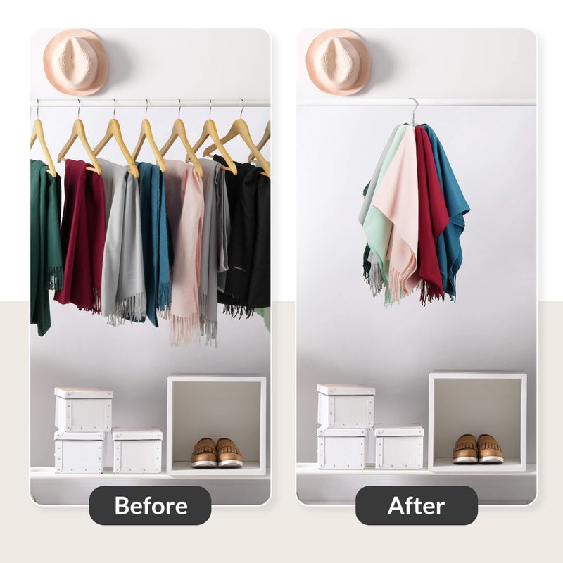 ZEDODIER Scarf Organizer Scarf Hanger for Closet, Rotatable Sturdy Hijab Holder Holds 8 Scarves, Metal Space Saving Closet Organizers and Storage, Silver - Image 2