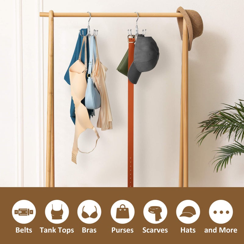 ZEDODIER Scarf Organizer Scarf Hanger for Closet, Rotatable Sturdy Hijab Holder Holds 8 Scarves, Metal Space Saving Closet Organizers and Storage, Silver - Image 5