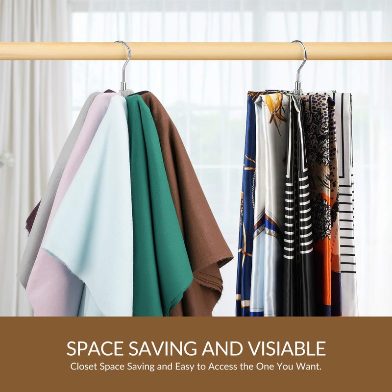ZEDODIER Scarf Organizer Scarf Hanger for Closet, Rotatable Sturdy Hijab Holder Holds 8 Scarves, Metal Space Saving Closet Organizers and Storage, Silver - Image 4