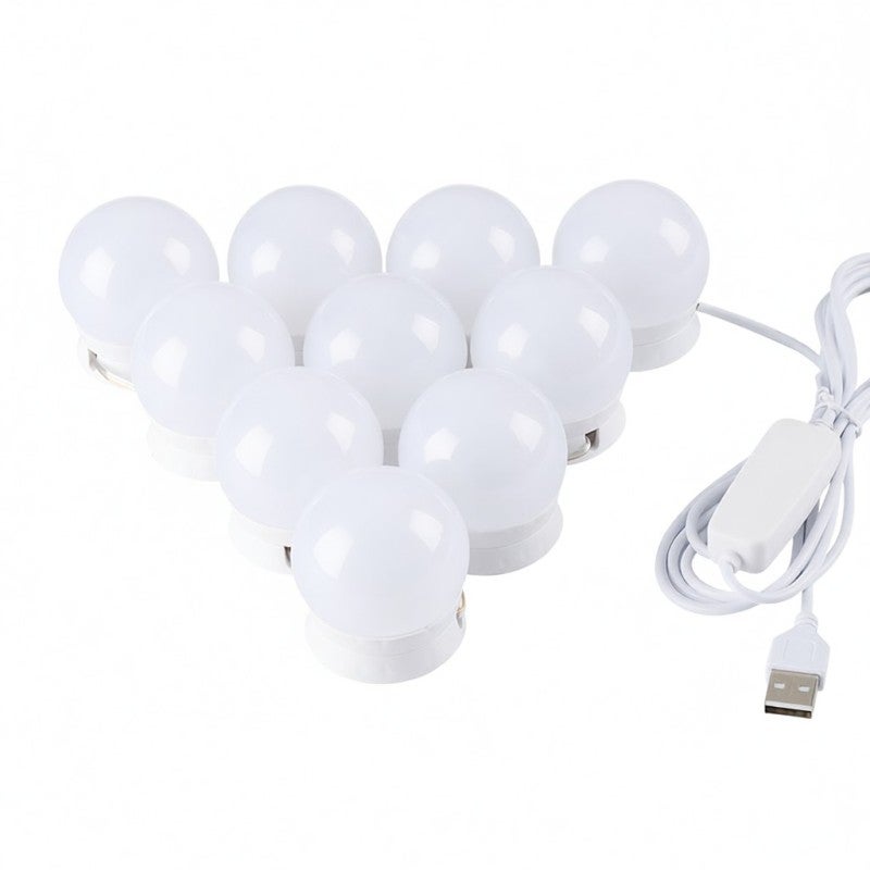 LED Vanity Mirror Light Bulb Dimmable Makeup Mirror Lights Dressing Light with 3 Color Temperatures 10 Brightness Levels Fill Light USB Plug and Play - Image 1