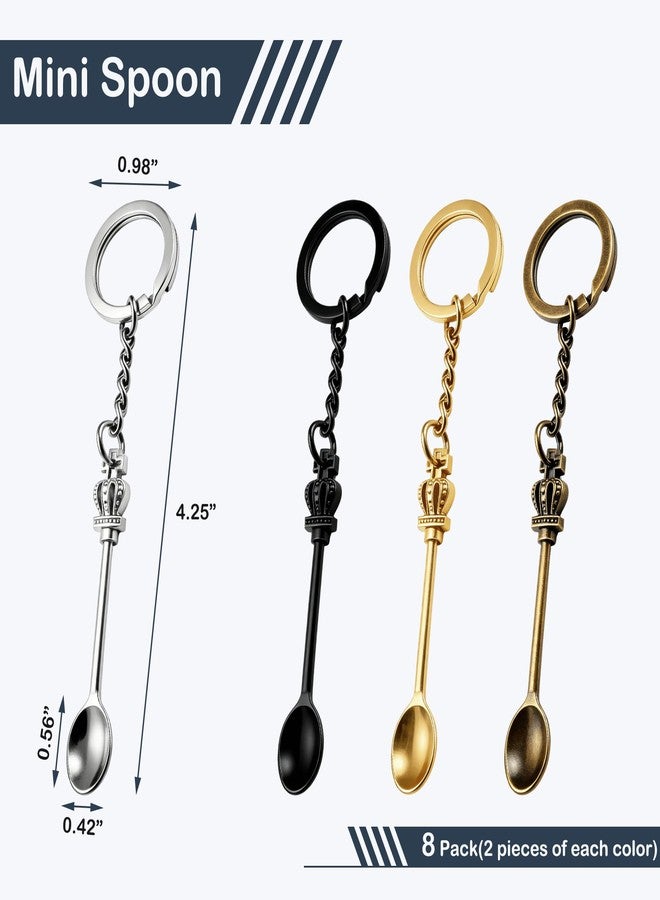 Demearly 8 Pack Small Measuring Tools Spoon Keychain with Split Key Rings, Metal Mini Powder Spoons for Medicine, Pill Bottle, Craft, Partty (Multicolor, Tiny) - Image 2