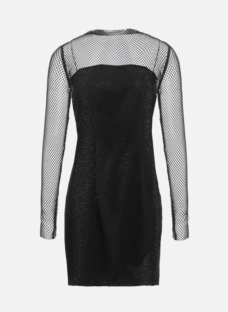 ليتشي فستان قصير من حجر الراين