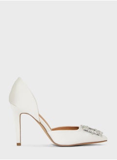 Diamante Buckle Sling Pointed Pumps