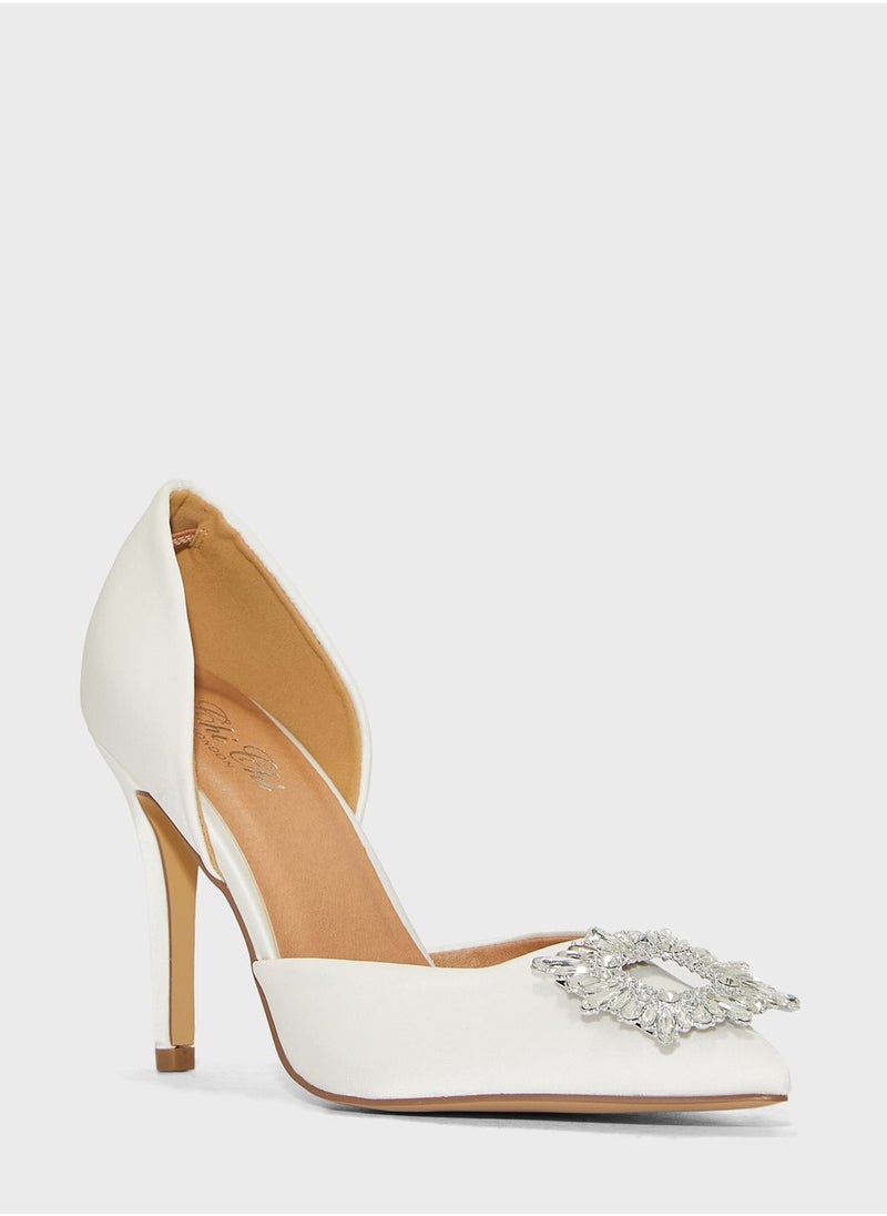Chi-Chi London - Diamante Buckle Sling Pointed Pumps - Image 1