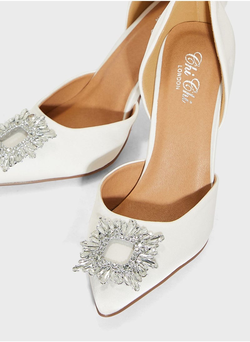 Chi-Chi London - Diamante Buckle Sling Pointed Pumps - Image 1