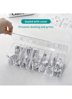 Plastic Transparent Cable Management Box With 10 Wire Ties With 8 Compartments Electronics Organizer For Office Stationery Supplies Home Use Cable Management Tidy Desk Accessories Storage - pzsku/Z220DD1D91D7872E704DAZ/45/_/1740917224/5e6e524d-6095-4f3b-b51d-57eb931491ec