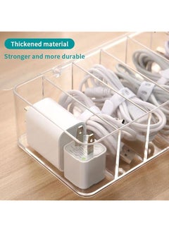 Plastic Transparent Cable Management Box With 10 Wire Ties With 8 Compartments Electronics Organizer For Office Stationery Supplies Home Use Cable Management Tidy Desk Accessories Storage - pzsku/Z220DD1D91D7872E704DAZ/45/_/1740917226/16a6ab20-e967-4823-8001-08b4d2117455