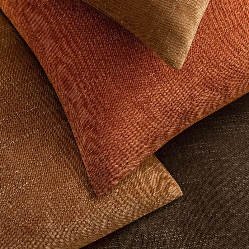 Foindtower Pack of 2 Textured Chenille Throw Decorative Pillow Covers Square Accent Solid Cushion Cover Neutral Farmhouse Lumbar Pillow Case for Couch Sofa Bedroom Living Room 12x20 Inch,Orange - Image 4