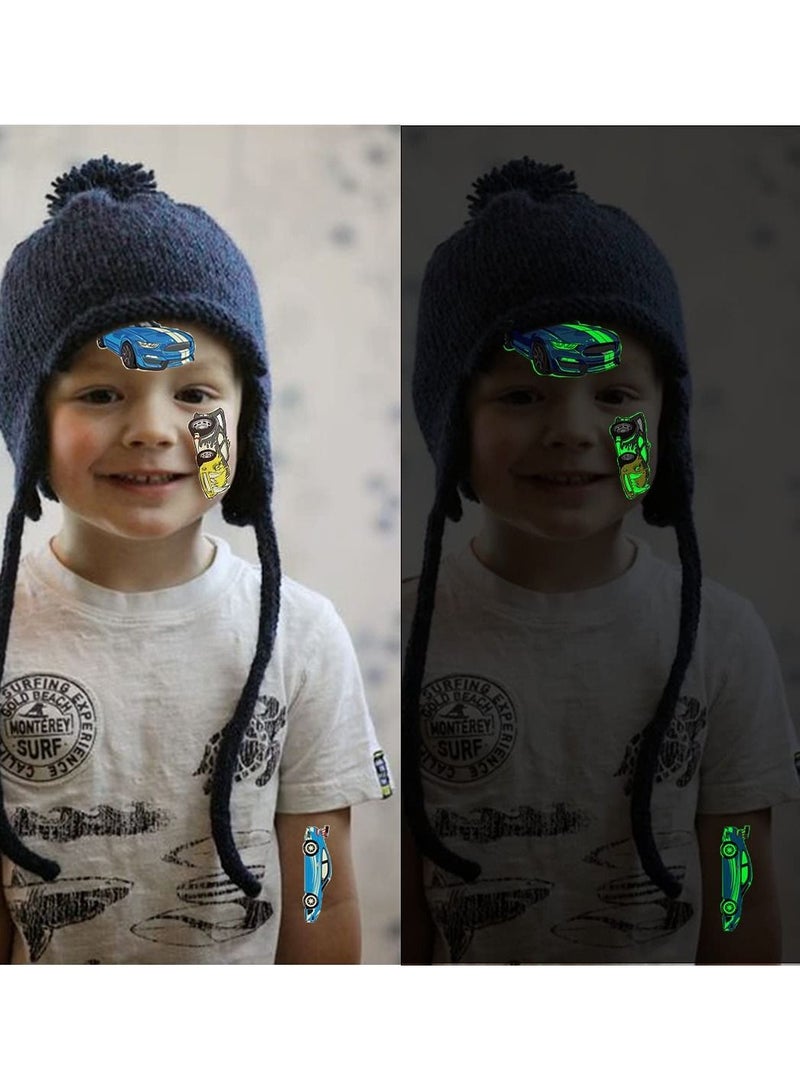 SYOSI 12 Sheets Luminous Race Car Supplies Temporary Body Stickers for Boys Glow in The Dark RaceCar Body Stickers Decorations Supplies Favors for Kids Boys Men - Image 2