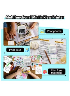 Mini Sticker Printer, with Rgb Light Pocket Inkless Thermal Printer Fit for Ios&Android, Bluetooth Smart Portable(with 5 Color Pens+5 Rolls of Printing Paper + 5 Rolls of Self-Adhesive Paper) - pzsku/Z220DDBC83BF846C2D3A0Z/45/_/1703469542/d259f73a-618e-426a-8ee2-5c1b7349579f