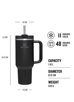 Stanley Quencher H2.0 FlowState Vacuum Insulated Tumbler – 40oz Black Stainless Steel Travel Mug with Leakproof Lid & Straw – Double-Walled Insulation Keeps Drinks Hot for 7 Hours & Cold for 24 – Durable, Portable & Ideal for Coffee, Water, Smoothies, Iced Tea & On-the-Go Hydration  - Image 4
