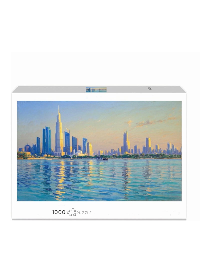 Anna 1000-Piece Dubai Scenic Impression Oil Painting Puzzle - Image 1