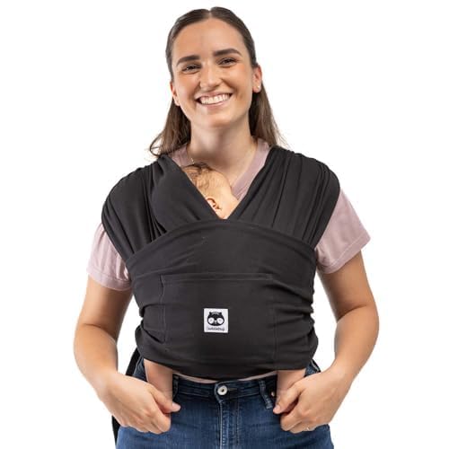 Cuddle Bug CuddleCarry PreWrapped Baby Ring Sling by CuddleBug  Adjustable Lightweight Baby Carrier Wrap  Ergonomic Front Carry for Newborn to Toddler 036m 835 lbs  Black - Image 1