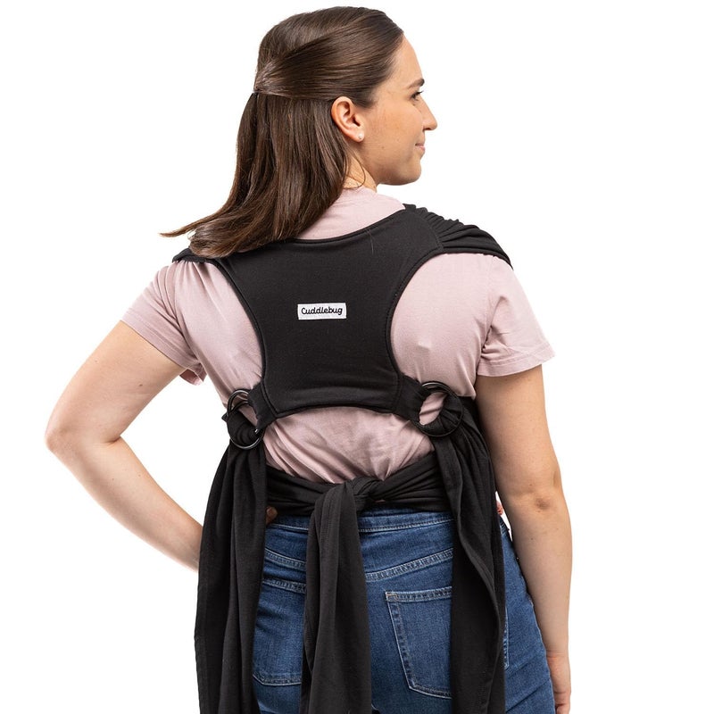 Cuddle Bug CuddleCarry PreWrapped Baby Ring Sling by CuddleBug  Adjustable Lightweight Baby Carrier Wrap  Ergonomic Front Carry for Newborn to Toddler 036m 835 lbs  Black - Image 2