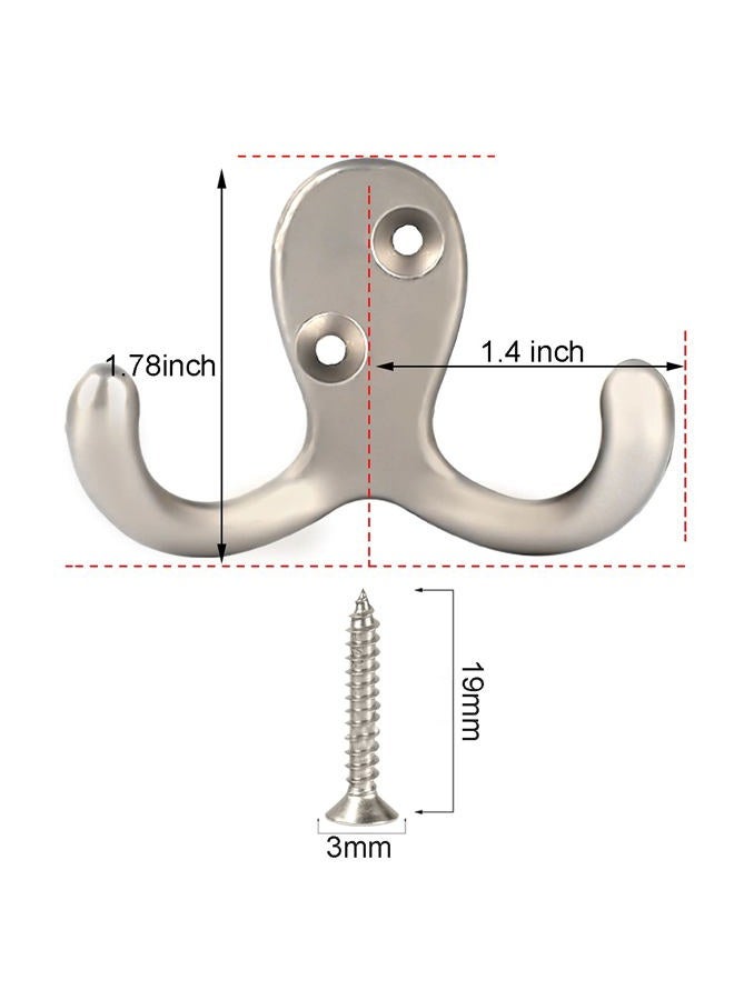 IBosins 10 Pack Heavy Duty Double Prong Coat Hooks Wall Mounted with 20 Screws Retro Double Hooks Utility Hooks for Coat, Scarf, Bag, Towel, Key, Cap, Cup, Hat - Image 2