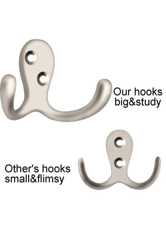 IBosins 10 Pack Heavy Duty Double Prong Coat Hooks Wall Mounted with 20 Screws Retro Double Hooks Utility Hooks for Coat, Scarf, Bag, Towel, Key, Cap, Cup, Hat - Image 3