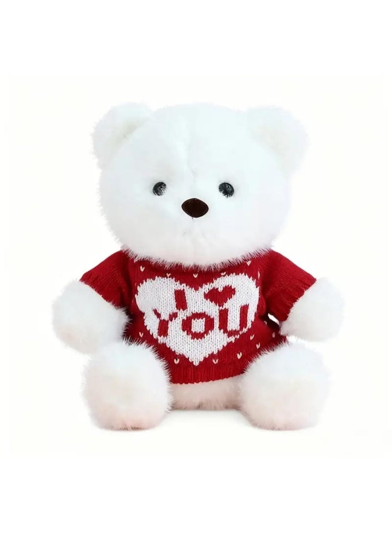 KRONFOL Large  (25cm) Huggable Teddy Bear Plush Toy with Weighted Sensory Stuffed Animal - & White Cuddly Doll in Red "I Love You" Sweater, Heart Cutouts for Kids, s, Couples - Birthday & Christmas Gifts - Image 2