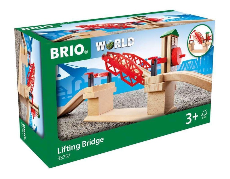 BRIO 33757 Lifting Bridge - Engaging Toy Train Accessory | Includes Wooden Track | Ideal for Kids Age 3 and Up | FSC Certified Wood - Red - Image 1