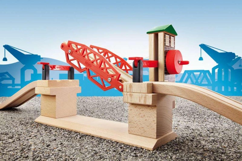 BRIO 33757 Lifting Bridge - Engaging Toy Train Accessory | Includes Wooden Track | Ideal for Kids Age 3 and Up | FSC Certified Wood - Red - Image 5