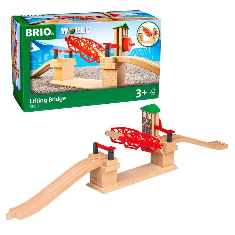 BRIO 33757 Lifting Bridge - Engaging Toy Train Accessory | Includes Wooden Track | Ideal for Kids Age 3 and Up | FSC Certified Wood - Red - Image 2