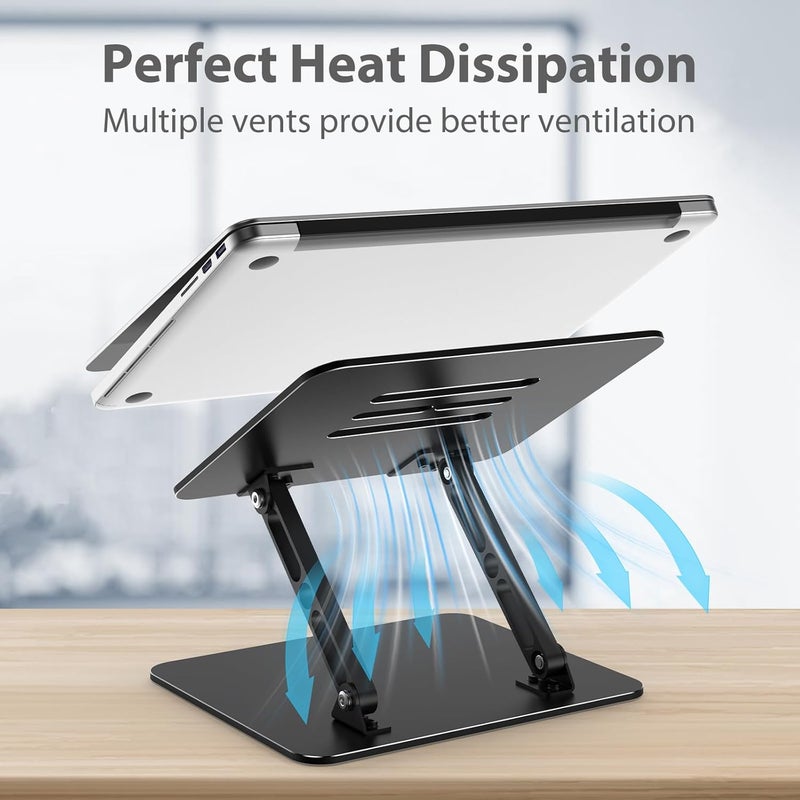 Gogoonike Adjustable Laptop Stand for Desk, Metal Foldable Laptop Riser, Portable Laptop Holder Mount, Ventilated Cooling Computer Notebook Stand Compatible with 10-15.6” Laptops - Image 4