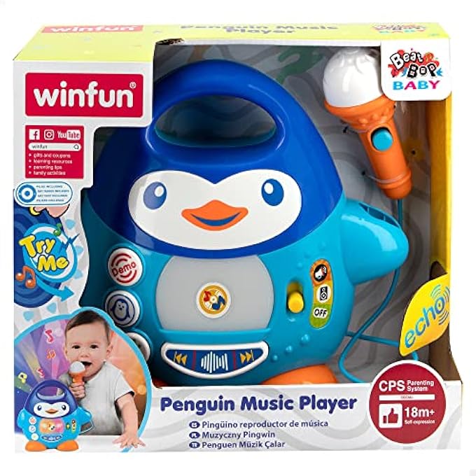WinFun KARAOKE PENGUIN (COLORBABY 44754) - USB, WHIMSICAL, BLUE, COLORFUL FLASHING LIGHTS, FUN EFFECTS - Image 4