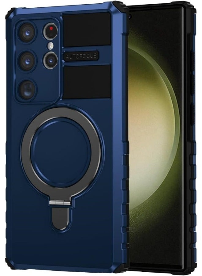 عام متوافق مع جراب جالاكسي اس 24 الترا ، جراب هاتف تي بي يو فاخر مضاد للسقوط مع وسائد هوائية بأربع زوايا ، حامل هاتف محمول بحلقة معدنية مغناطيسية مدمجة ، يدعم غطاء شار جينج اللاسلكي