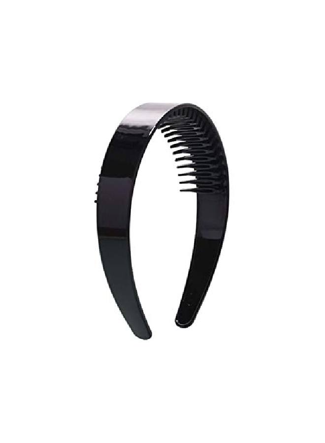 Suoirblss 2Pcs 1 Inch Black With Teeth Plastic Headbands Teeth Comb Hair Hoop Diy Hairband Headband Headwear Women Men Hair Accessories - Image 4