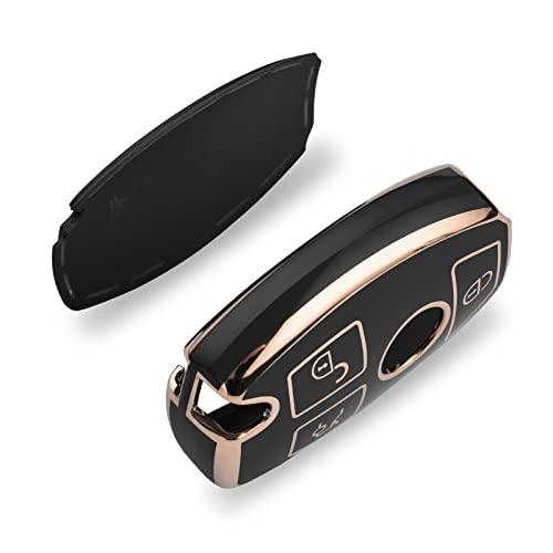 ELOHEI for Mercedes Benz Key Fob Cover, Premium Soft TPU Key Case Cover Compatible with Mercedes Benz C E S M CLS CLK G Class Keyless Smart Key Fob (Gold Edge Black) - Image 5