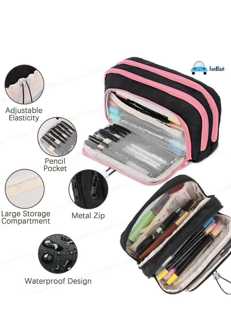 FunBlast Pencil Pouch for Girls – Multiple Compartment Zipper Pouch with Drawstring Pocket - Image 2
