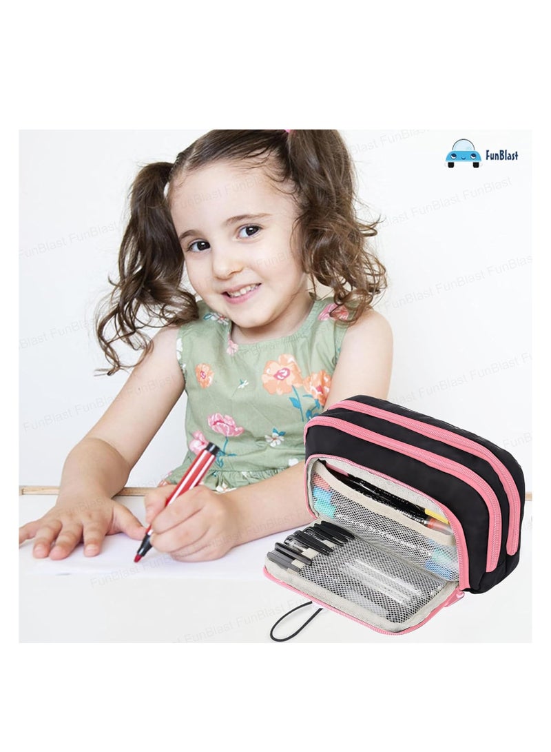 FunBlast Pencil Pouch for Girls – Multiple Compartment Zipper Pouch with Drawstring Pocket - Image 5