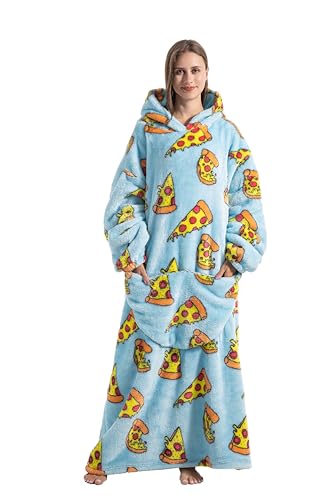 Capecage Blanket Hoodie Long Hooded Blanket Sweatshirt as Birthday Gifts for Women Men Long Wearable Blanket for Men WomenPizza - Image 1
