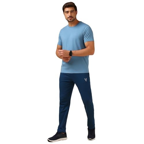 Van Heusen Men Cotton Blend Solid Regular Fit T-Shirt (60052_Pack of 1_Blue, Medium - Image 5