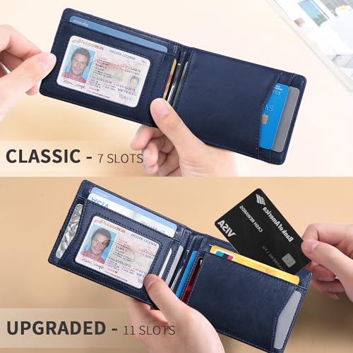 RUNBOX Slim Money Clip Wallets for Men RFID Blocking 11 Card Holder Minimalist Small Thin Carbon Leather Bifold Mens Front Pocket Wallet Gift Box - Image 2
