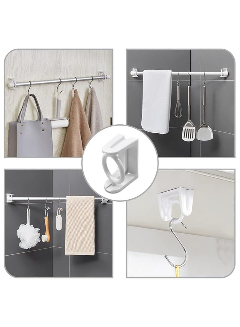 8 Pcs No Drill 360° Rotating Self Adhesive Curtain Rod Brackets - Adjustable Tension Holders, Versatile Hooks for Easy Install, White - Image 3