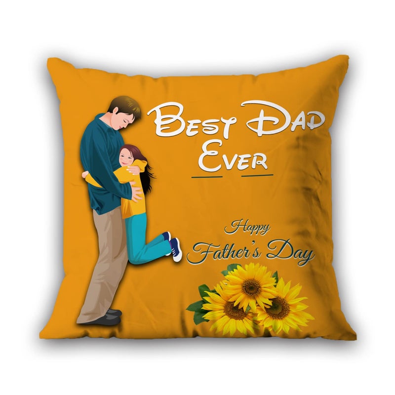AWANI TRENDS AWANI TRENDS Happy Gift Pack for Super Dad Gift for Fathers Day Best Dad Ever Printed Cushion Cover with Vacuum Packed Filler Satin 12 12 Inch  - Image 2