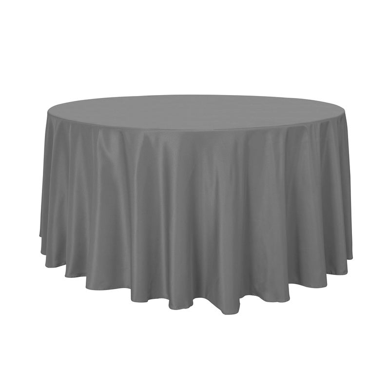 sancua Round Tablecloth 120 Inch Water Resistant Spill Proof Washable Polyester Table Cloth Decorative Fabric Table Cover for Dining Tables Buffet Parties and Camping Light Grey