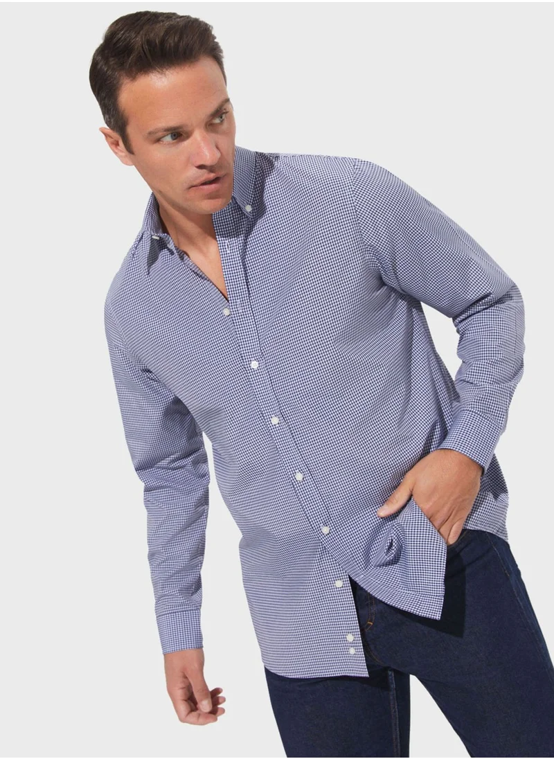 JUNE Check Deatiled  Regular Fit Shirt