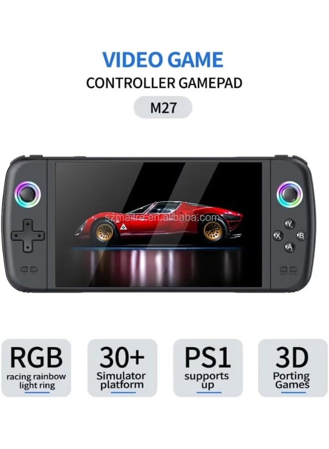 MUNTAQI M27 Handheld Game Console with 7-Inch IPS Screen, 64GB TF Card, 30+ Emulators, 3D Game Support, RGB Joystick Lights, 3000mAh Battery, Retro Portable Gaming Console with Built-in Games - Image 5