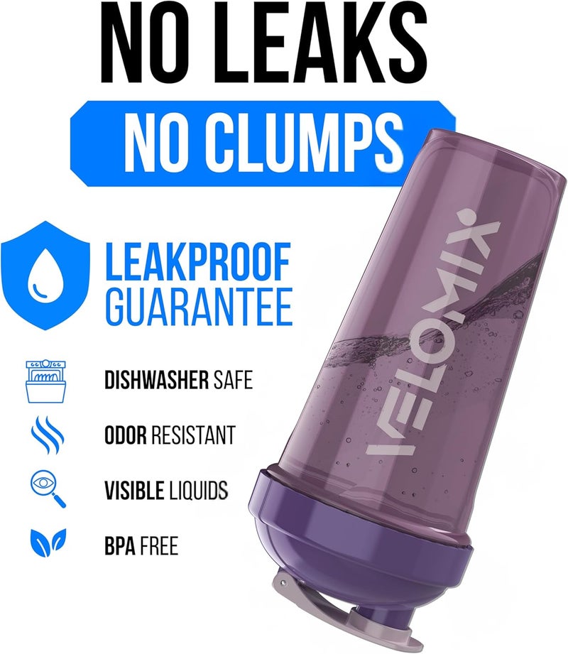 VELOMIX -2 Pack- 28 oz Protein Shaker Bottles for Protein Mixes - 2x Wire Whisk | Leak Proof Shaker Cups for Protein Shakes | Protein Shaker Bottle Pack (Purple Mix) - Image 3