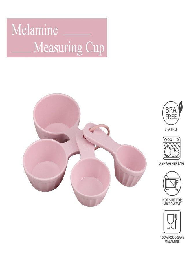 أب مجموعة أكواب قياس متعددة الأغراض من الميلامين للسوائل والمواد الجافة من UPware، مكونة من 4 قطع، أدوات أساسية للطبخ والخبز المنزلي، أكواب قياس (لون وردي فاتح) - Image 5