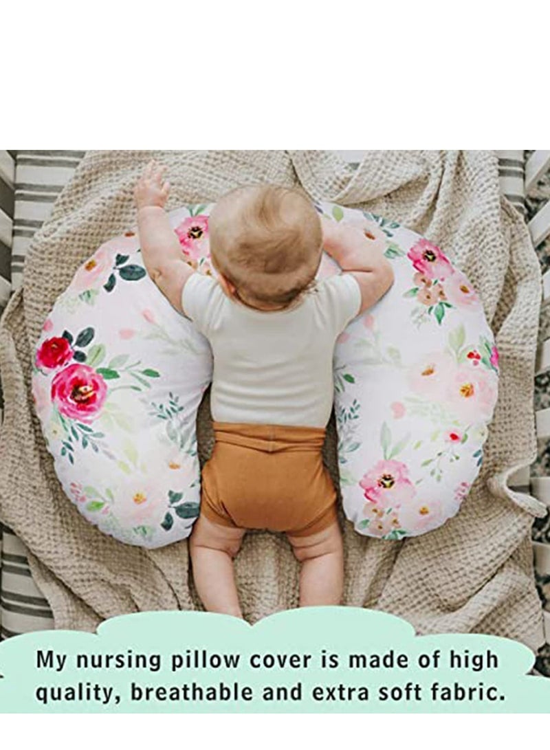 Floral Nursing Pillow Cover for Newborn, Petal Pattern Slipcover, Washable Breathable Watercolor Flower Design. - Image 2