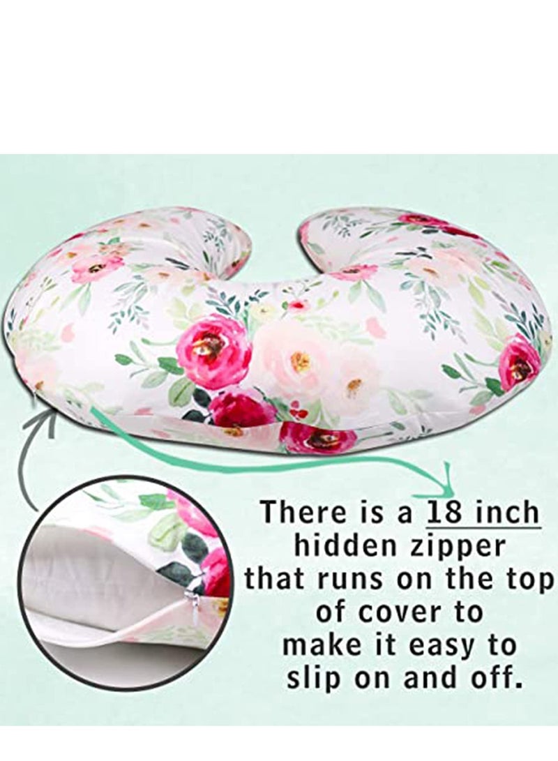 Floral Nursing Pillow Cover for Newborn, Petal Pattern Slipcover, Washable Breathable Watercolor Flower Design. - Image 4