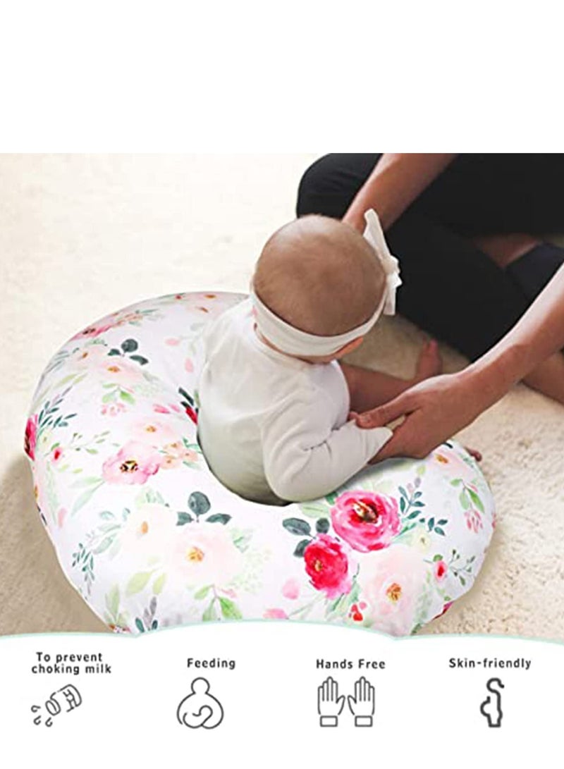 Floral Nursing Pillow Cover for Newborn, Petal Pattern Slipcover, Washable Breathable Watercolor Flower Design. - Image 3
