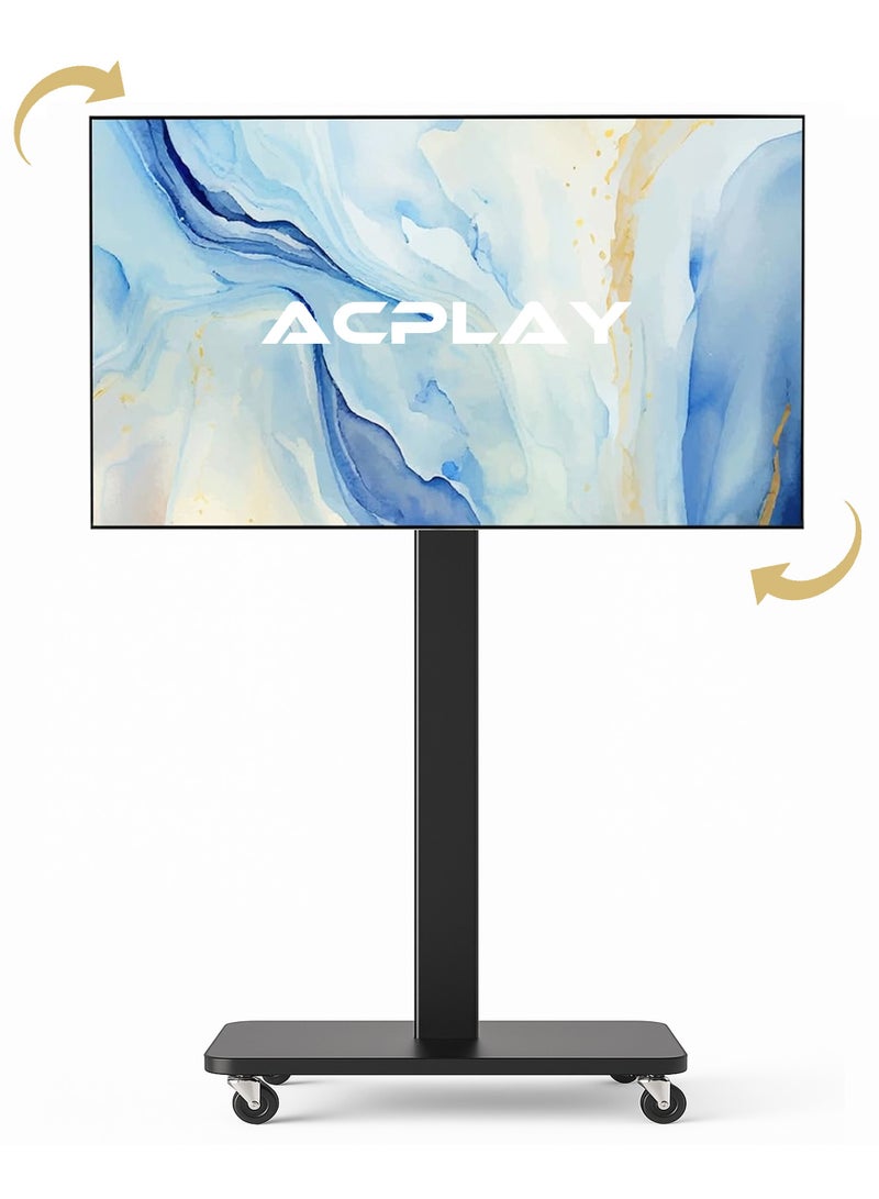 آسي بلاي حامل تلفزيون متنقل ثقيل لتحمل التلفزيونات من 32” إلى 55”، قابل للتعديل في الارتفاع، مع وظيفة التدوير الرأسي/الأفقي والإمالة، سعة 88 رطلاً للاستخدام في غرفة المعيشة والهواء الطلق - Image 1