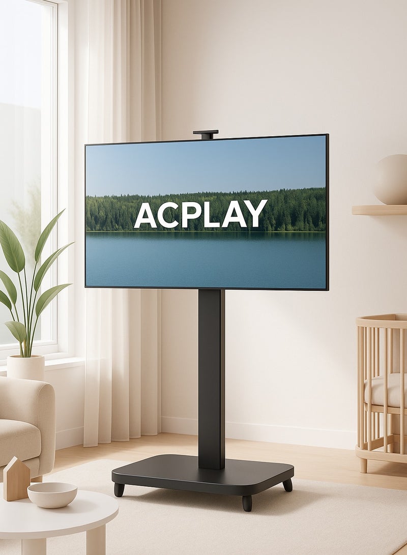 آسي بلاي حامل تلفزيون متنقل ثقيل لتحمل التلفزيونات من 32” إلى 55”، قابل للتعديل في الارتفاع، مع وظيفة التدوير الرأسي/الأفقي والإمالة، سعة 88 رطلاً للاستخدام في غرفة المعيشة والهواء الطلق - Image 2